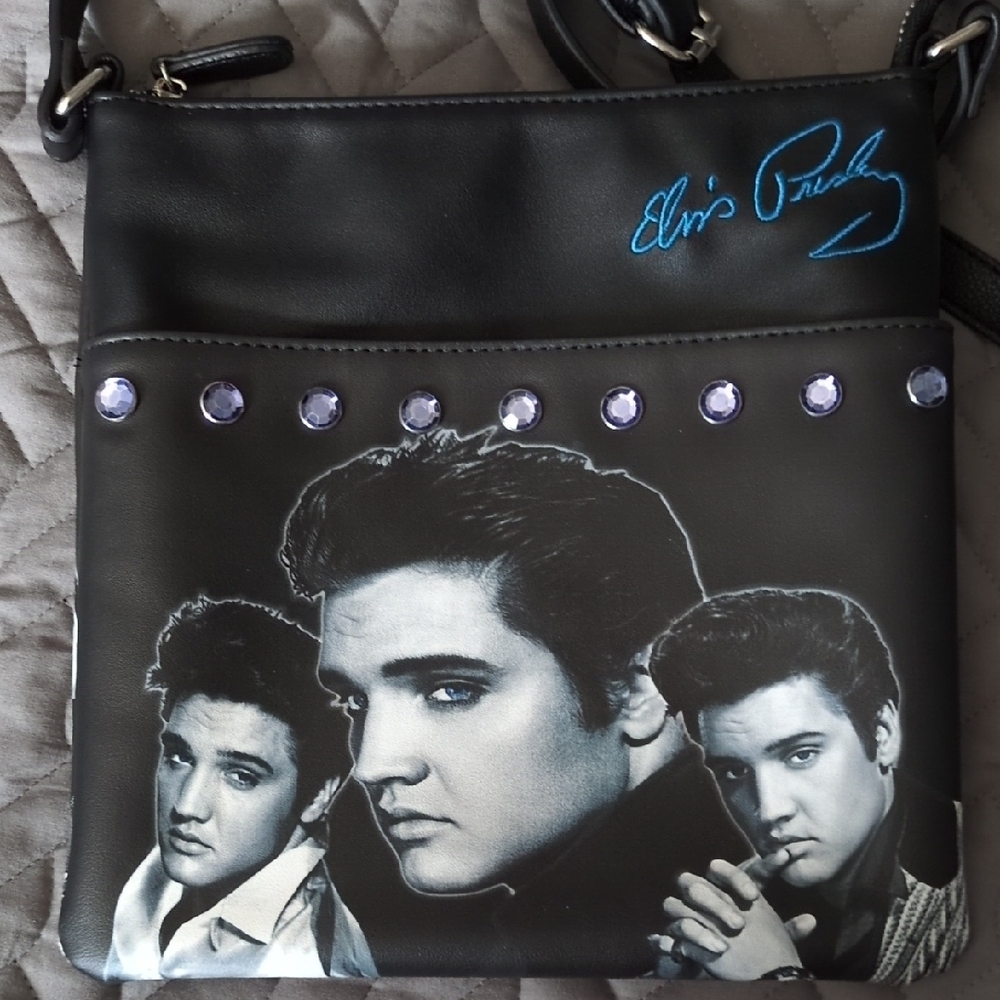 Elvis Presley Black and Gray Men's Bag
